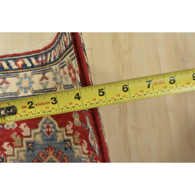 Kazak Runner 2’6” X 6’7” Red Wool Tribal Hand-Knotted Oriental Rug For Sale - Image 10 of 12