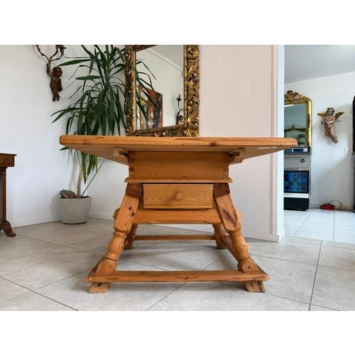 Brown Farmhouse Table in Oak For Sale - Image 8 of 8