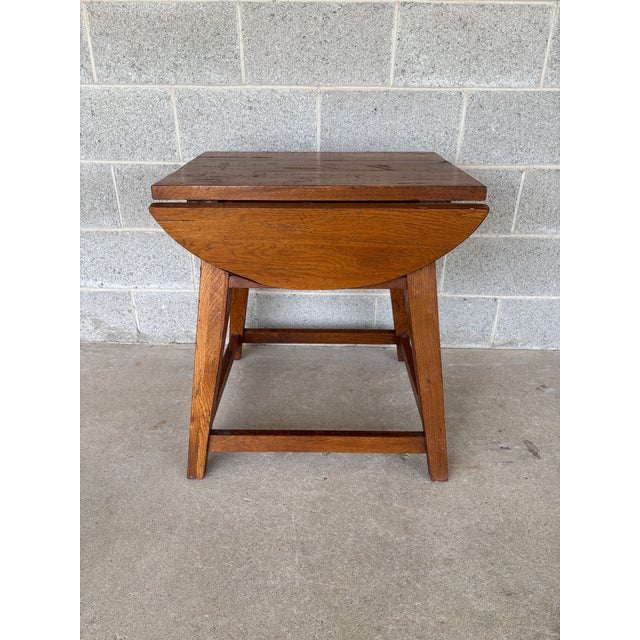 Broyhill Attic Heirlooms Oak Single Drawer Shaker Style Drop Leaf Side Table For Sale - Image 4 of 10