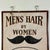 Mid 20th Century Vintage Double Sided Wooden Sign Advertising "Mens Hair by Women" With Mustache Illustration For Sale - Image 5 of 9