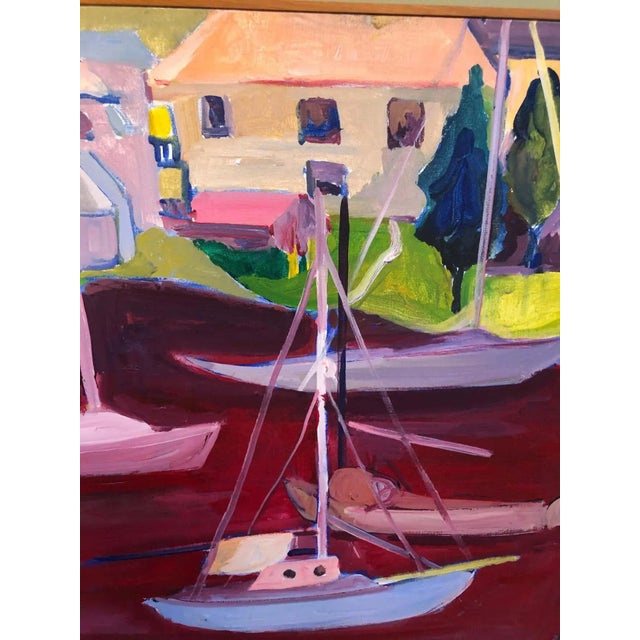 1960s Signed Mid Century Modern Abstract of Sailboats For Sale In New York - Image 6 of 13