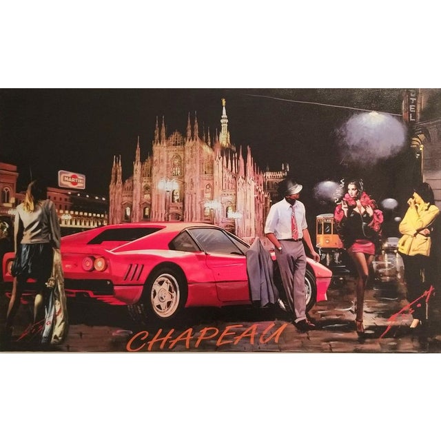 Giuliano PISATI<br /> Chapeau Duomo Ferrari<br /> <br /> retouched print on canvas<br /> Hand signed<br /> <br /> 100 x 70...