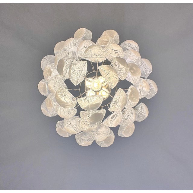 Italian Murano Glass Lattimo Petals Chandelier, 1990s For Sale - Image 17 of 18
