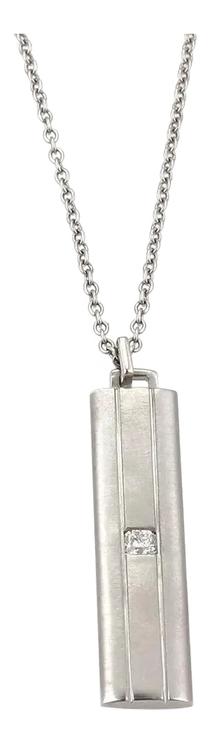 Tiffany & Co. Lucida Diamond 18k White Gold Long Bar Pendant Necklace