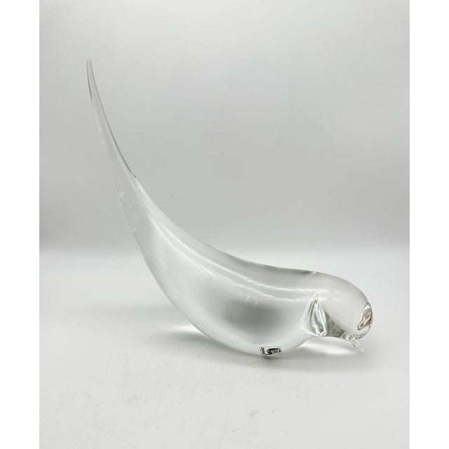 Mid-Century Modern Seguso Italian Murano Clear Art Glass Bird Figurine For Sale - Image 3 of 6