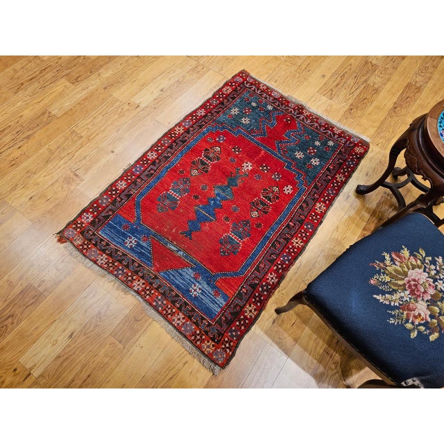 Late 19th Century 19th Century Handwoven Anatolian Village Rug. Handwoven Prayer Design, 3' x 5' For Sale - Image 5 of 18