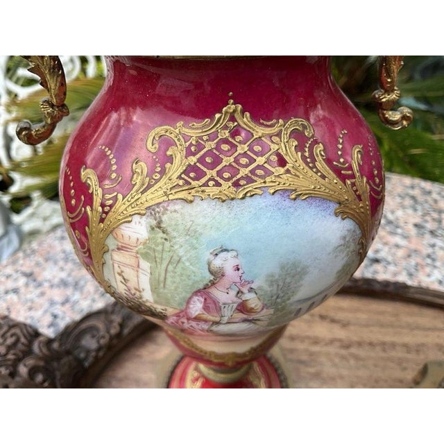 French Sèvres Porcelain and Gilt Bronze Vases, 1880, Set of 2 For Sale - Image 13 of 18