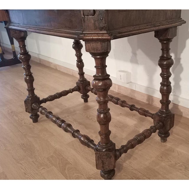 Louis XIII Style Walnut Flap Writing Desk, Italy, 18th Century For Sale - Image 11 of 18