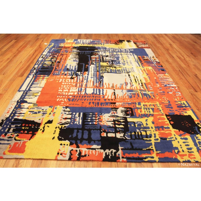 Spectacular Colorful Vintage Scandinavian Ege Art Line Rug Named “Running”, Country of Origin / Rug Type: Scandinavia,...