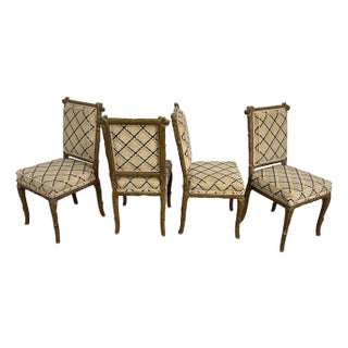 Set of 4 Faux Bois Dining Chairs For Sale
