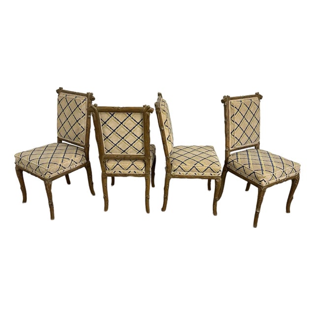 Set of 4 Faux Bois Dining Chairs For Sale