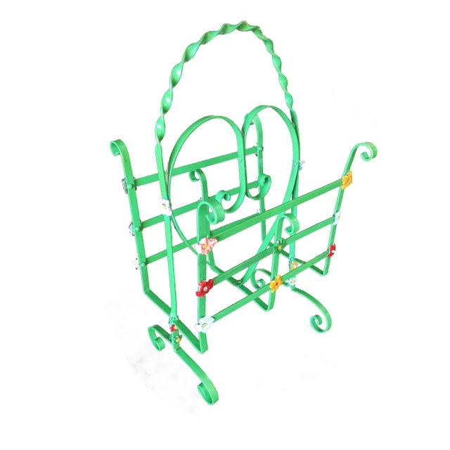 Wrought Iron Heart Floral Accent Magazine Stand For Sale In Los Angeles - Image 6 of 6