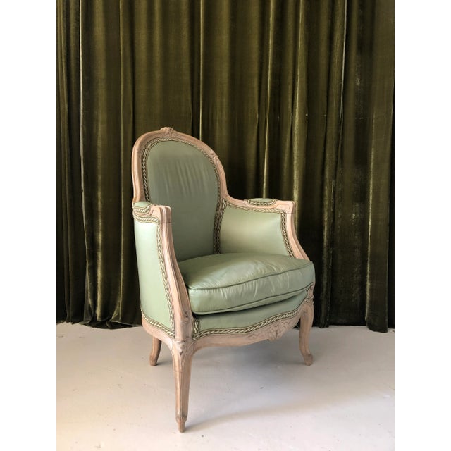 Late 18th Century Louis XV Period Bergere in Green Taffeta For Sale - Image 5 of 5