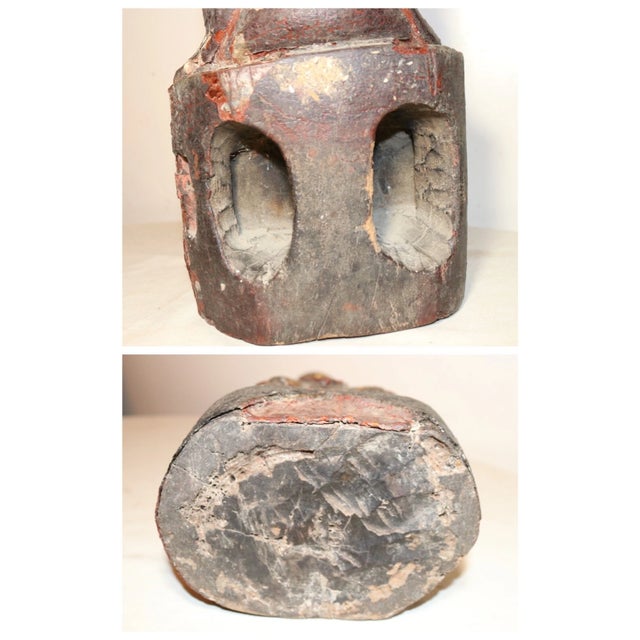 Antique Chinese Ming Dynasty Wood Immortal Lacquer Gold Leaf Taoist Sculpture For Sale - Image 10 of 12