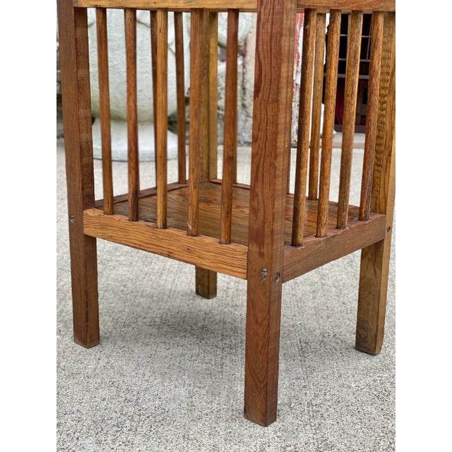 Vintage Farmhouse Country Pine Plant Stand Occasional Side Table For Sale - Image 11 of 12