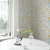 Schumacher Schumacher Mirabelle Wallpaper in Yellow & Sky - 10 Yards For Sale - Image 4 of 5