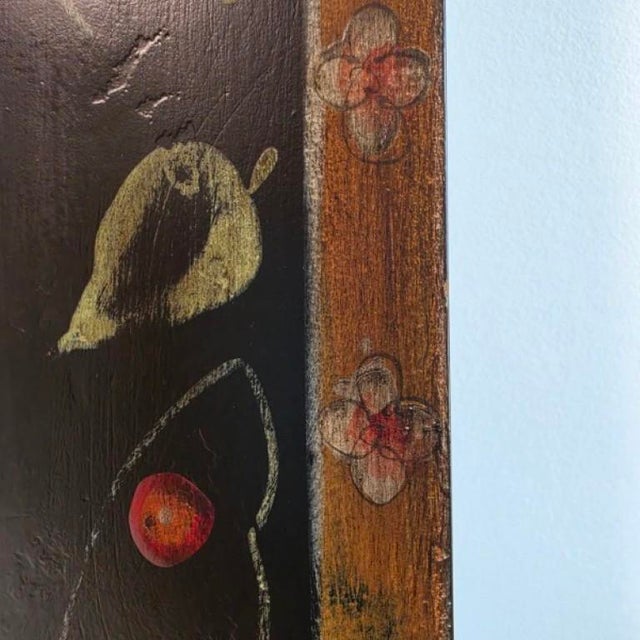 1970s Vintage Scandinavian Style Hand-Painted Rosemaling Black & Floral Wall Mirror - 36" For Sale - Image 5 of 9