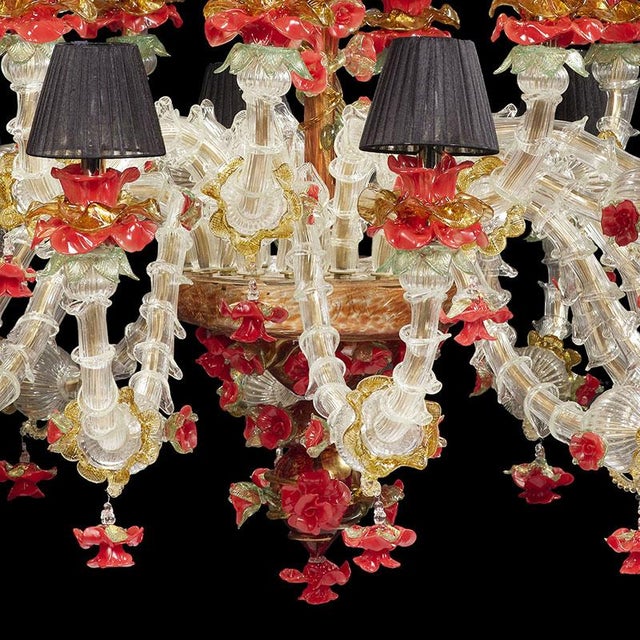 1950s Rezzonico Chandelier in White-Gold-Red Murano Glass, 1950s For Sale - Image 5 of 9