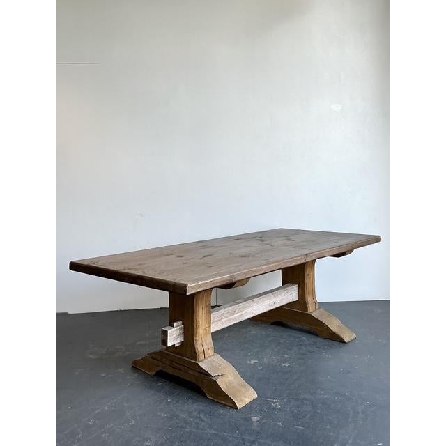 Vintage Rustic Trestle Table For Sale - Image 4 of 14