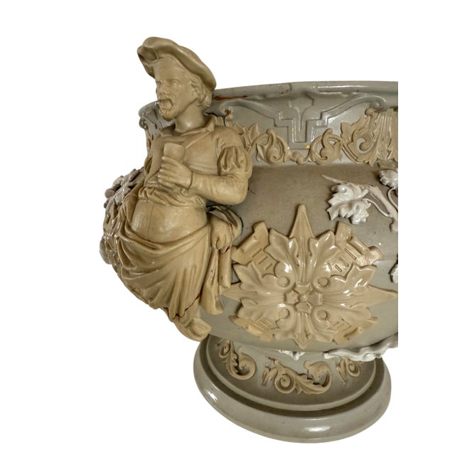 Antique Continental Bisque Punch Bowl or Wine Server Tureen With Bacchus Relief & Grape Finial, Late 19th Century For Sale - Image 9 of 12