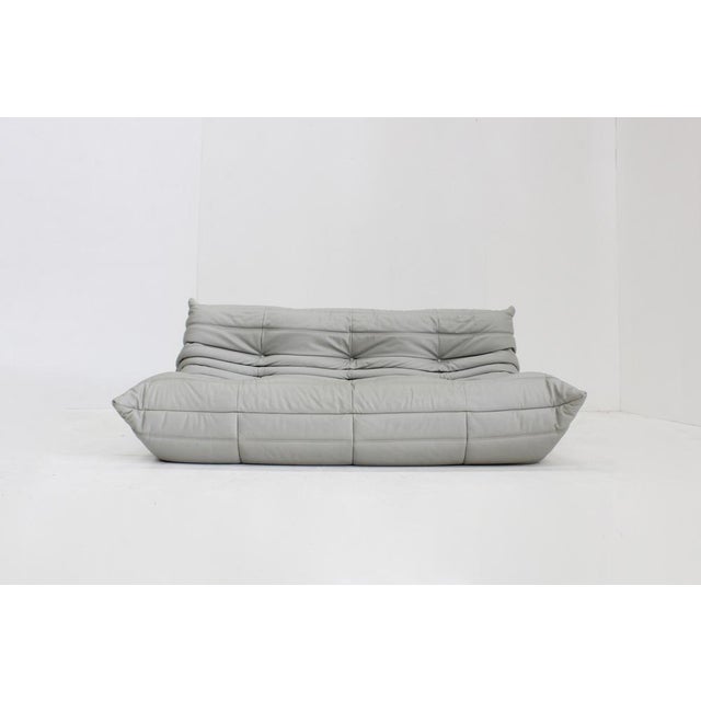 Vintage Togo 3-Seater Sofa in Grey Leather by Michel Ducaroy for Ligne Roset, 2015 For Sale - Image 10 of 10