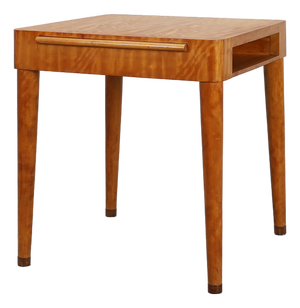 Art Deco Birch‑Veneered Side Table with Drawer, France, 1920s
