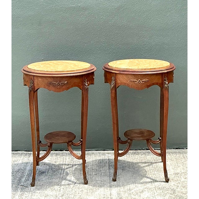 Vintage Louis XV Stone Top Side Tables - A Pair For Sale - Image 4 of 12