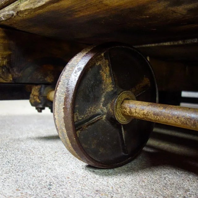 Brown Industrial Robust Cart on Iron Wheels For Sale - Image 8 of 12
