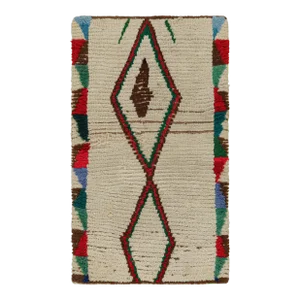 1950s Azilal Moroccan Rug in Beige With Red-Green Patterns by Rug & Kilim