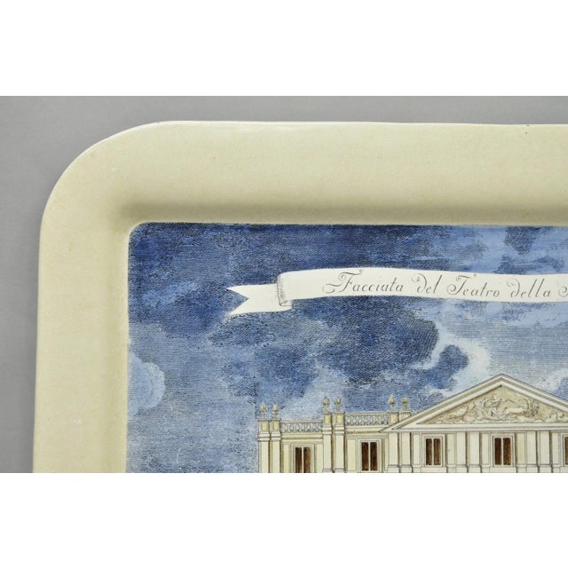 Vintage Fornasetti Milano Italy Italian Large Tole Metal Tray Piazza Della Scala For Sale In Philadelphia - Image 6 of 18