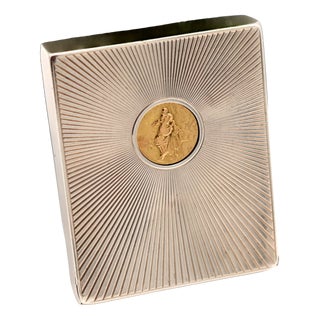Silver Cigarette Box with Reliefs For Sale
