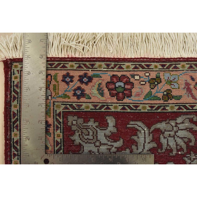 Textile Tabriz Rug 2’1” X 3’1” Red Wool Vintage Traditional Hand-Knotted Carpet For Sale - Image 7 of 7