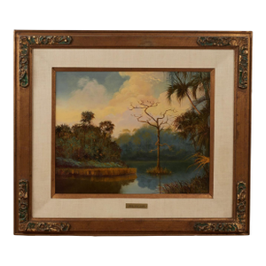 Vintage Tropical Florida Landscape Painting by Shirley Hood Loeffler