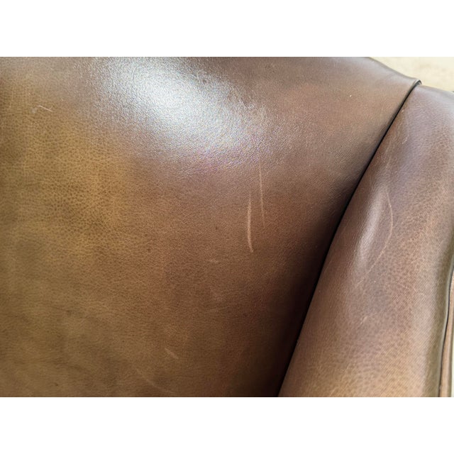 Vintage Ethan Allen Leather Wingback Armchair With Carved Claw Feet For Sale - Image 12 of 12