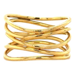 Late 20th Century Elsa Peretti for Tiffany & Co., 18k Yellow Gold Wave Ring, Size 7.5 For Sale