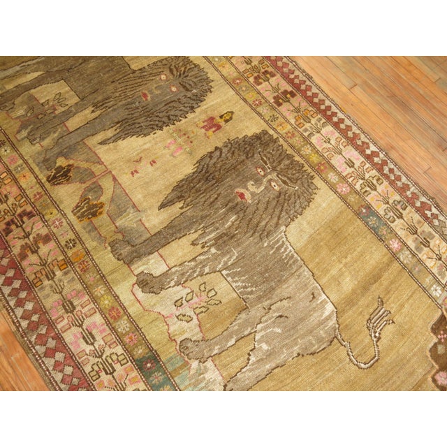 Early 20th Century Vintage Zabihi Collection Double Lion Turkish Gallery Size Runner - 5'7" x 11'10" For Sale - Image 5 of 12