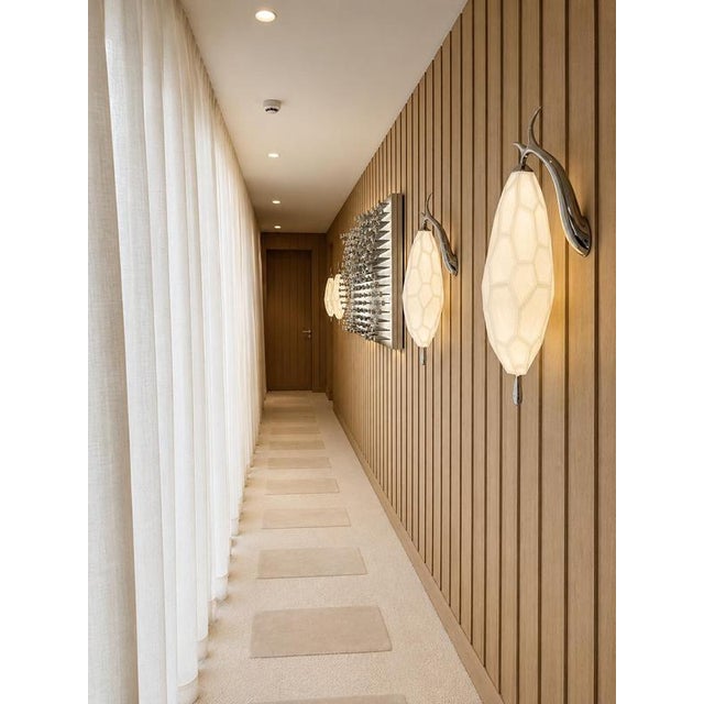 Metal Nua Sconce in Japanese Paper and Stainless Steel by Christophe Perichon For Sale - Image 7 of 9