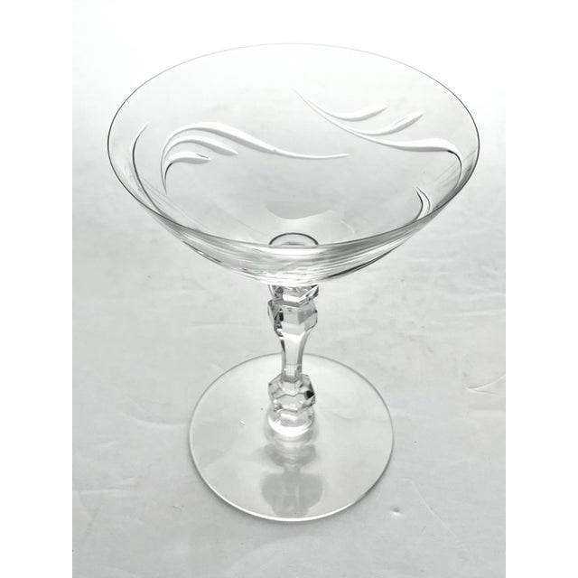 1950s 1950s Tiffin Franciscan “Surf” Coupe Champagne Glasses - Set of 10 For Sale - Image 5 of 5