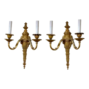 1920's Caldwell Gilt Bronze Empire Style Sconces - a Pair