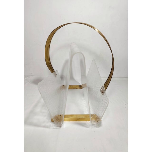 Methacrylate and Brass Magazine Rack, 1980s For Sale - Image 12 of 14