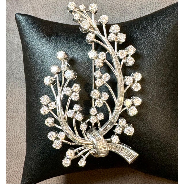 Vintage 18 Karat White Gold Large Diamond 8.9 CT Floral Bouquet Broach 31.2GM For Sale - Image 4 of 18