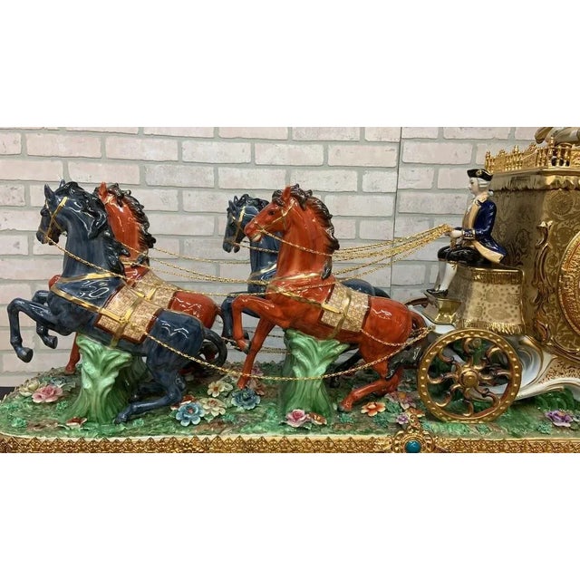 Rococo Antique Franz Hermle German Movement Capodimonte Style Vienna Porcelain Mantel Clock/Centerpiece For Sale - Image 3 of 11