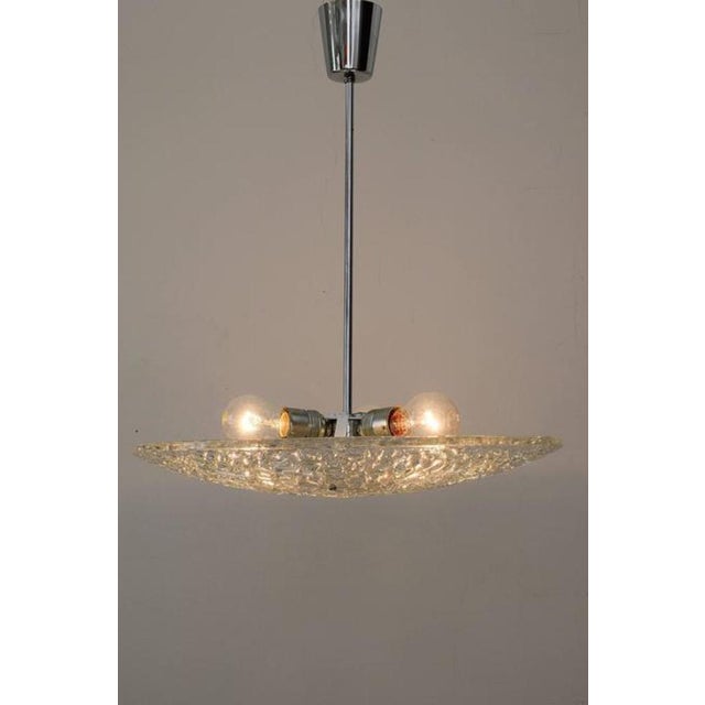 1950s Nickel-Plated and Textured Glass Lamp by J. T. Kalmar, Vienna, 1950s For Sale - Image 5 of 6