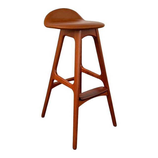 1960s Scandinavian Modern Teak Leather Model Od61 Bar Stool by Erik Buch For Sale