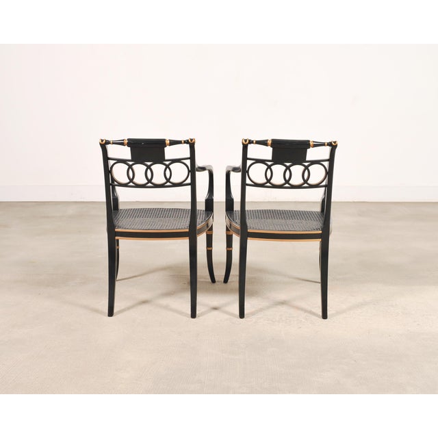 Set of Four Baker “Governor Alston” Cane Ebonized Dining Chairs For Sale - Image 18 of 18