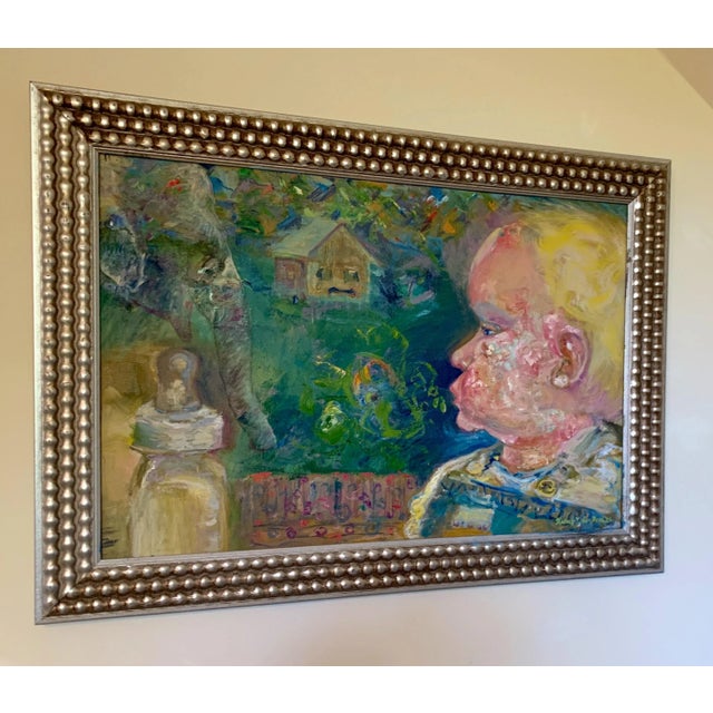 "Memories of the Past", Figurative Oil Painting, Animal Art, Baby For Sale - Image 4 of 6