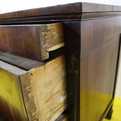 Empire Walnut Chest of Drawers with Original Gilded Bronze Ornaments For Sale - Image 6 of 12