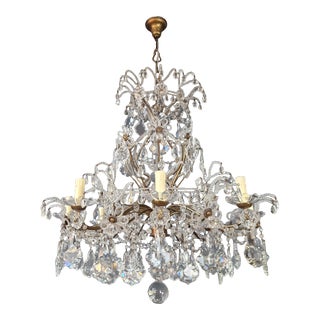 1920s Art Nouveau Florinter Candelabrum Crystal Chandelier For Sale