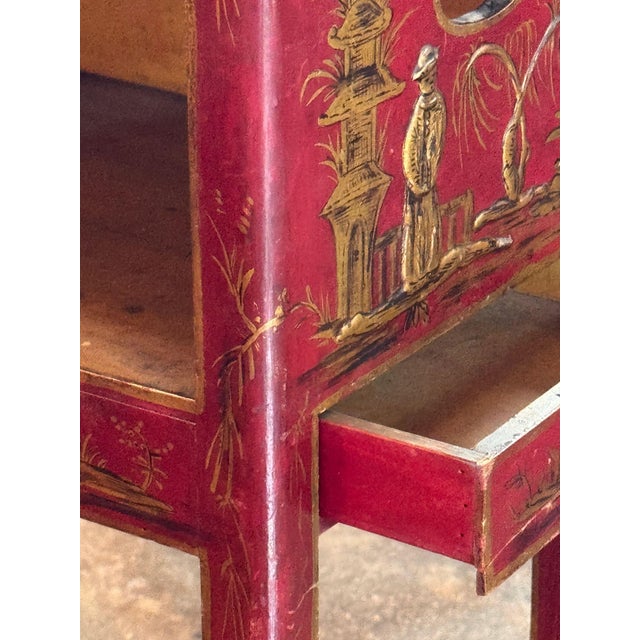 Red Chinoiserie Decorated Side Table For Sale - Image 4 of 8