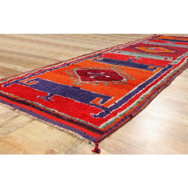 Textile Vintage Orange Kurdish Rug Runner - 03'08 X 12'00 For Sale - Image 7 of 9